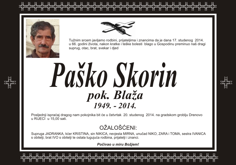 Paško Skorin pok. Blaža
