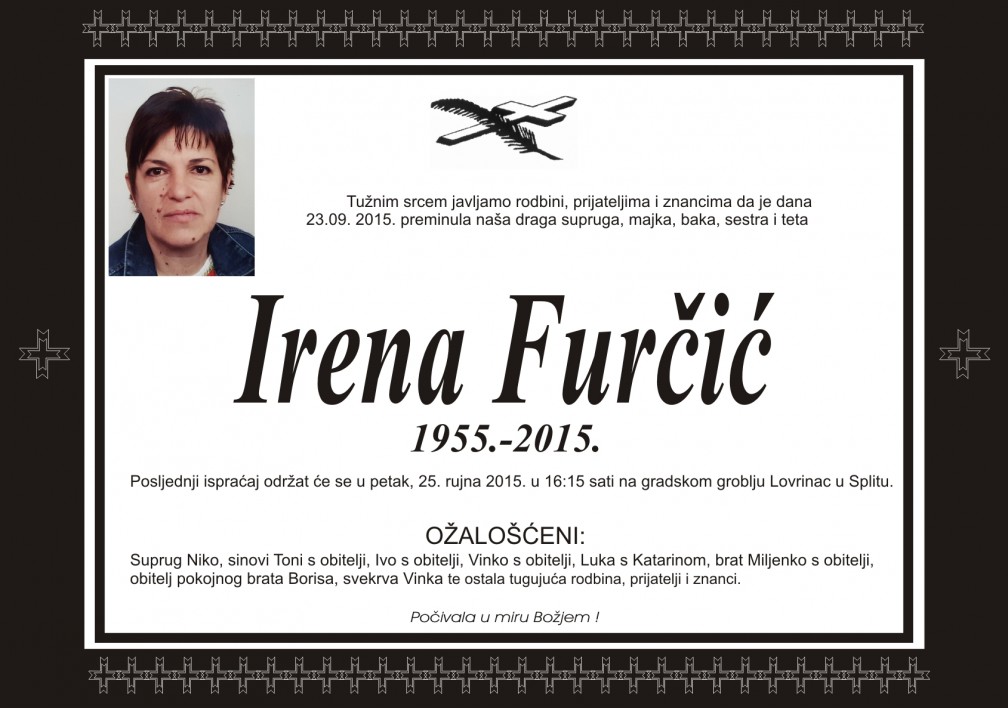 Umrla Irena Furčić 