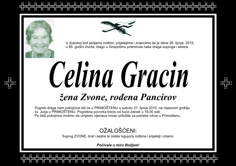 Umrla Celina Gracin