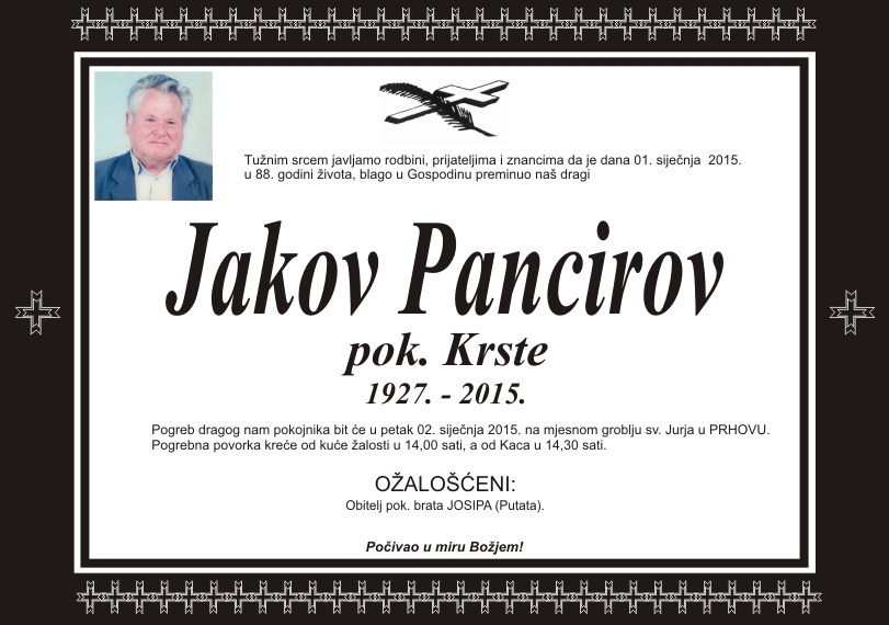 Umro Jakov Pancirov