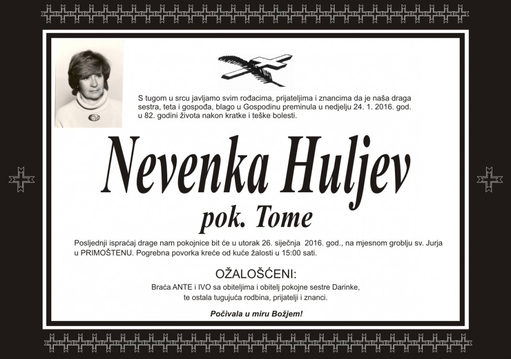 Umrla Nevenka Huljev