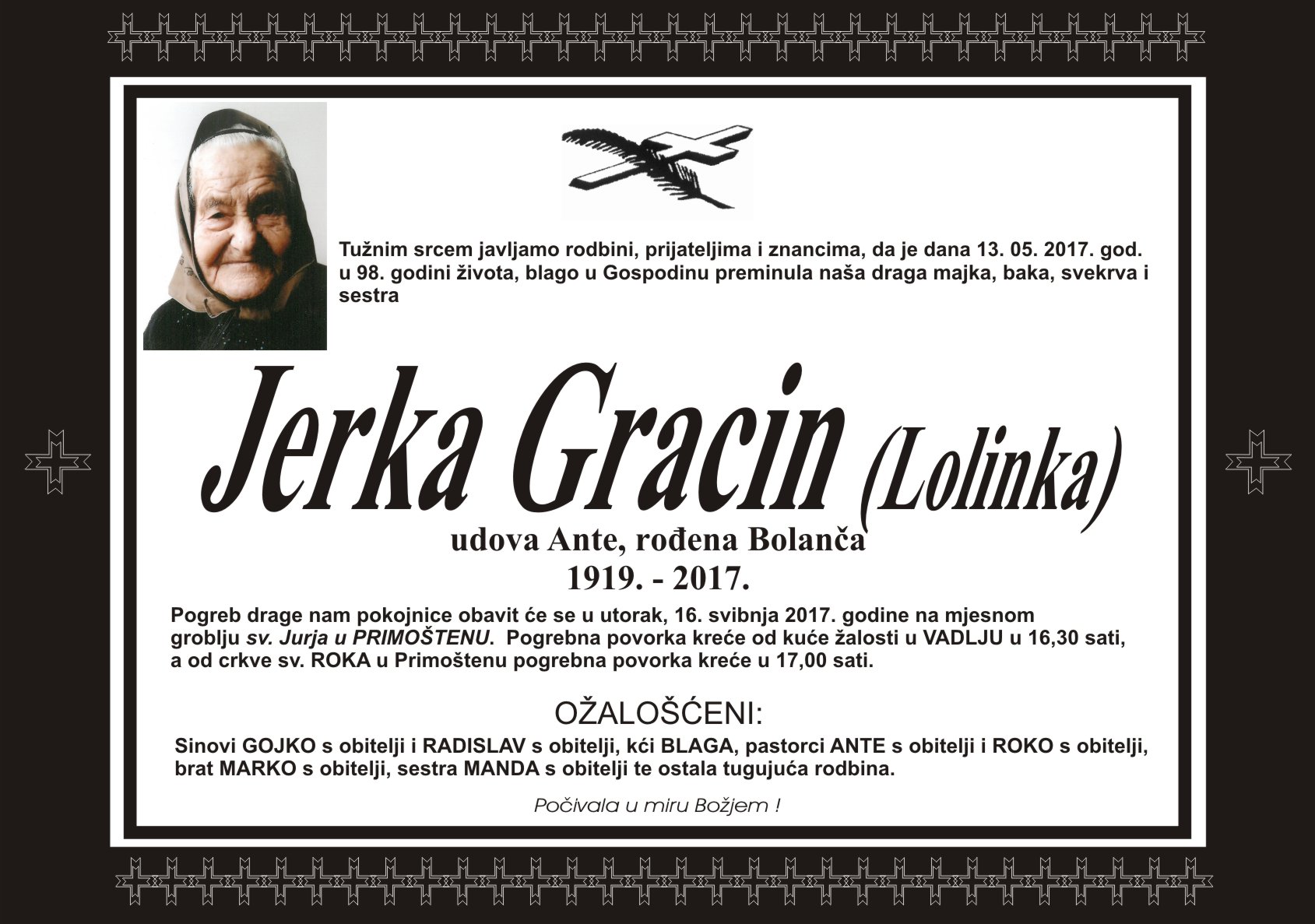 Umrla Jerka Gracin 