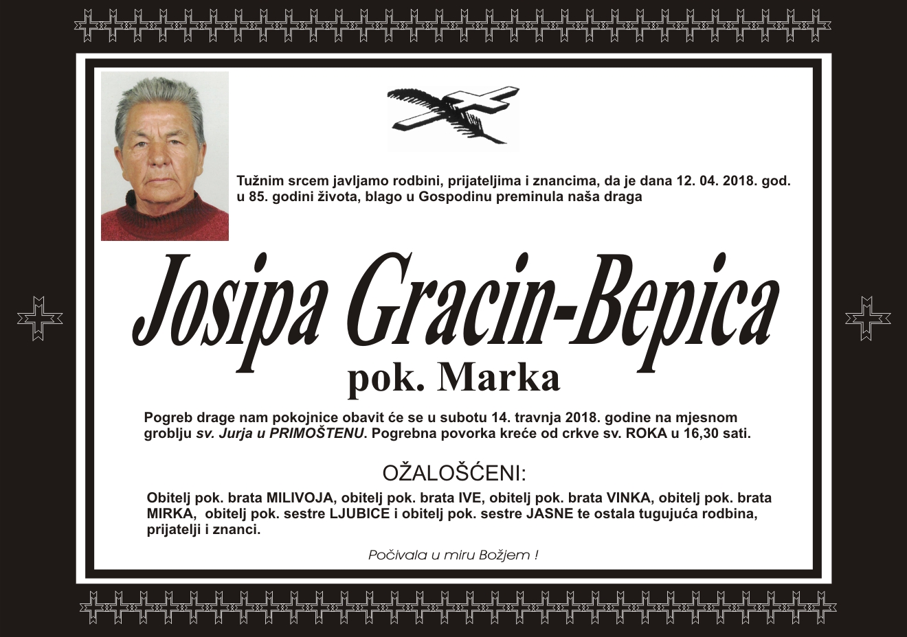 Umrla Josipa Gracin - Bepica