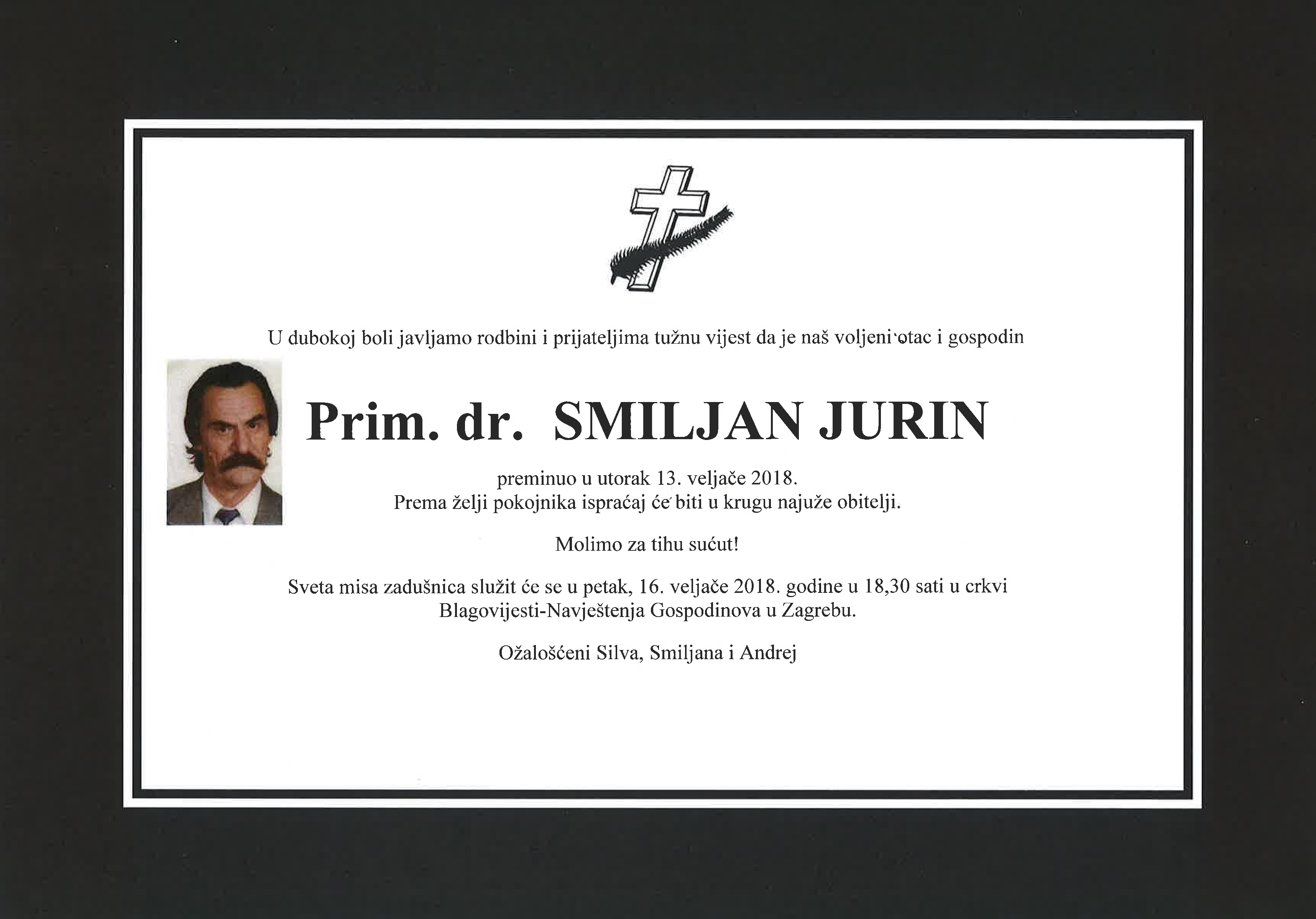 Umro prim. dr. Smiljan Jurin