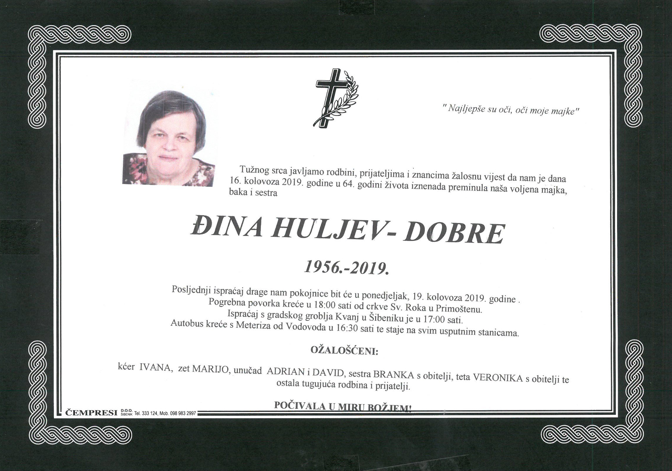 Umrla Đina Huljev - Dobre