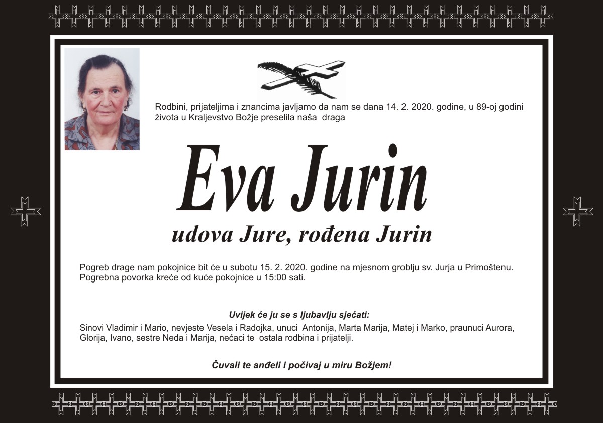 Umrla Eva Jurin