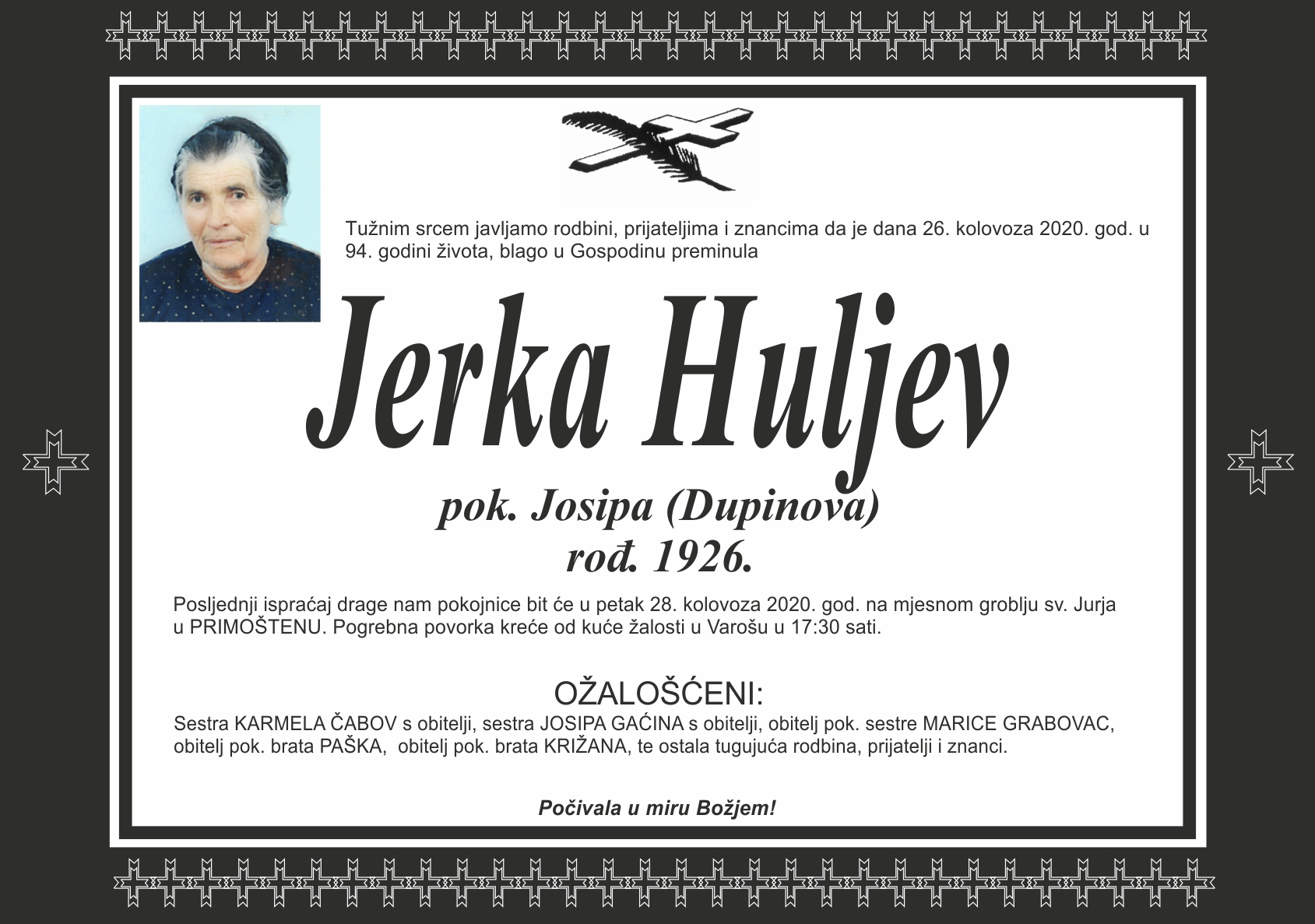 Umrla Jerka Huljev Dupinova