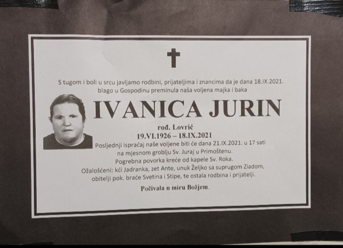Umrla Ivanica Jurin