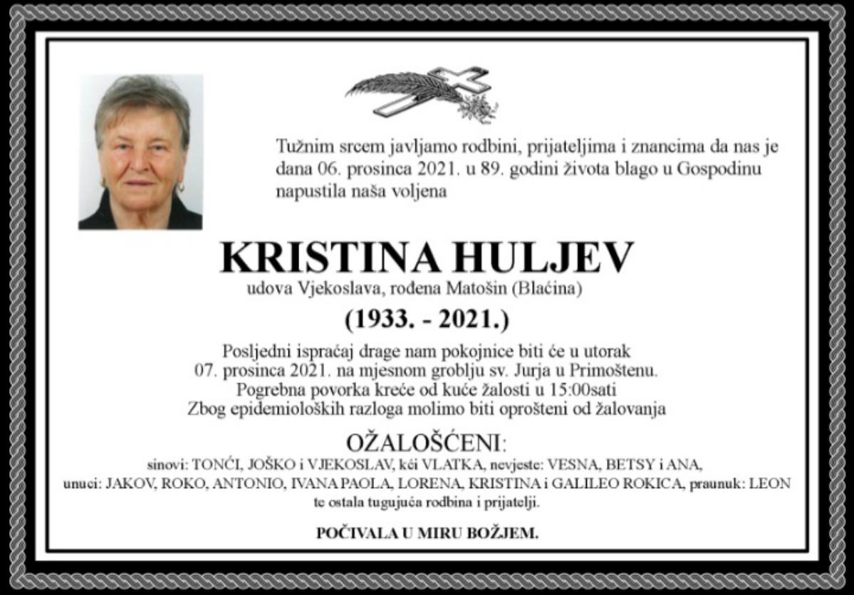 Umrla Kristina Huljev