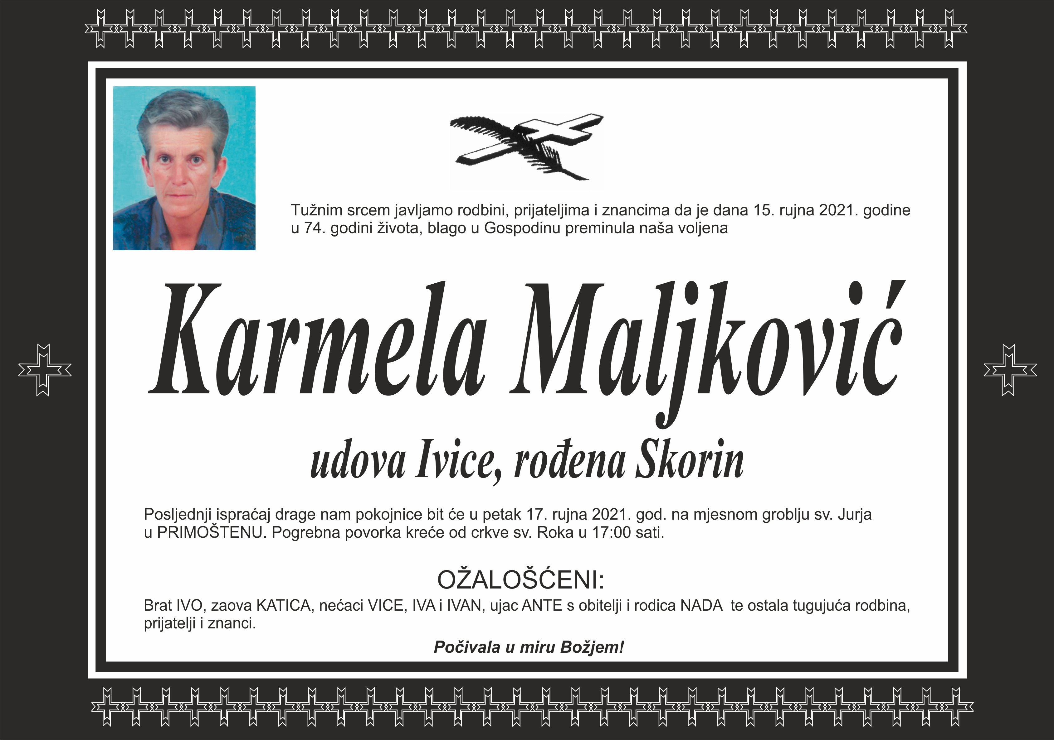 Umrla Karmela Maljković