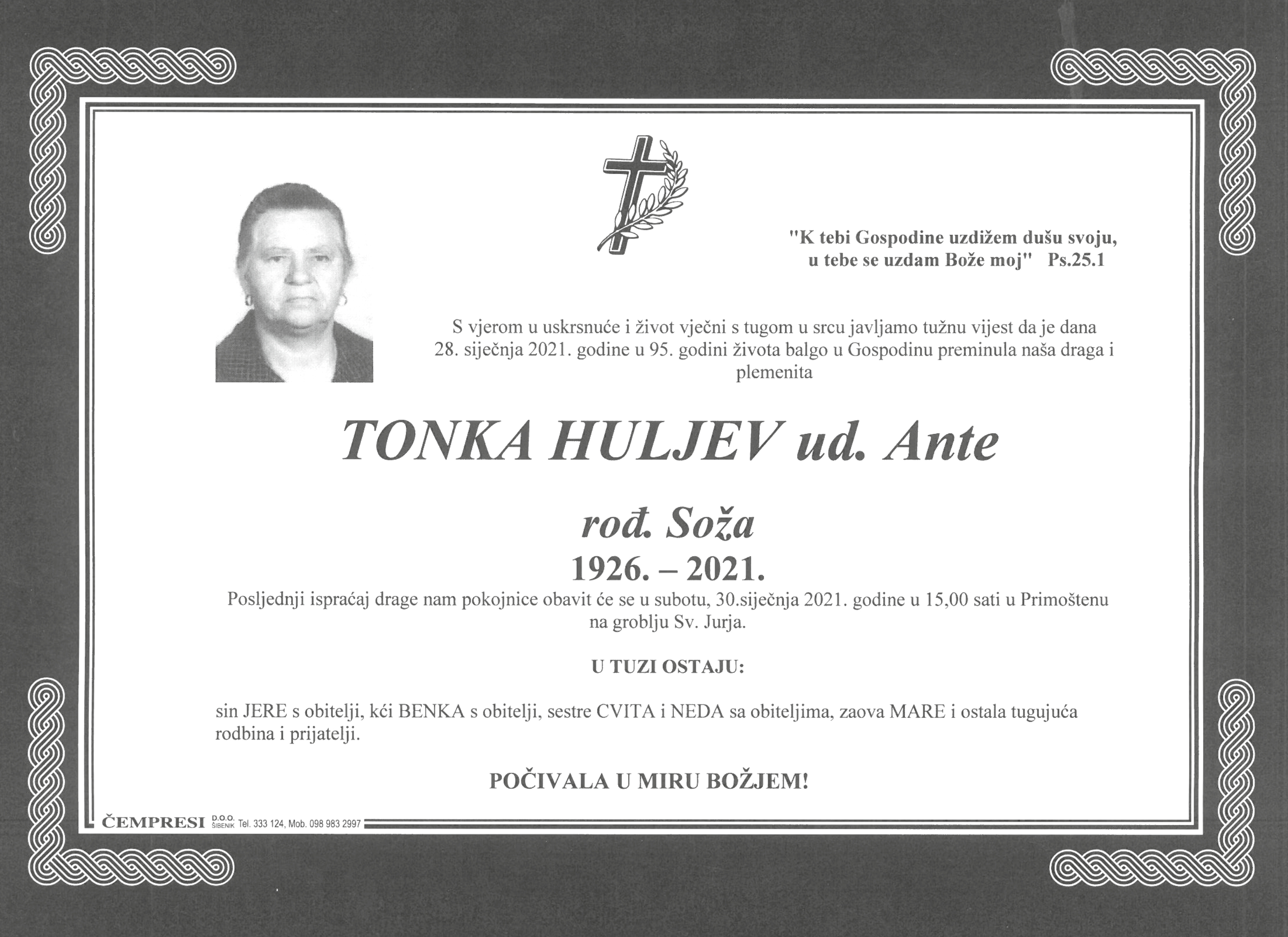 Umrla Tonka Huljev