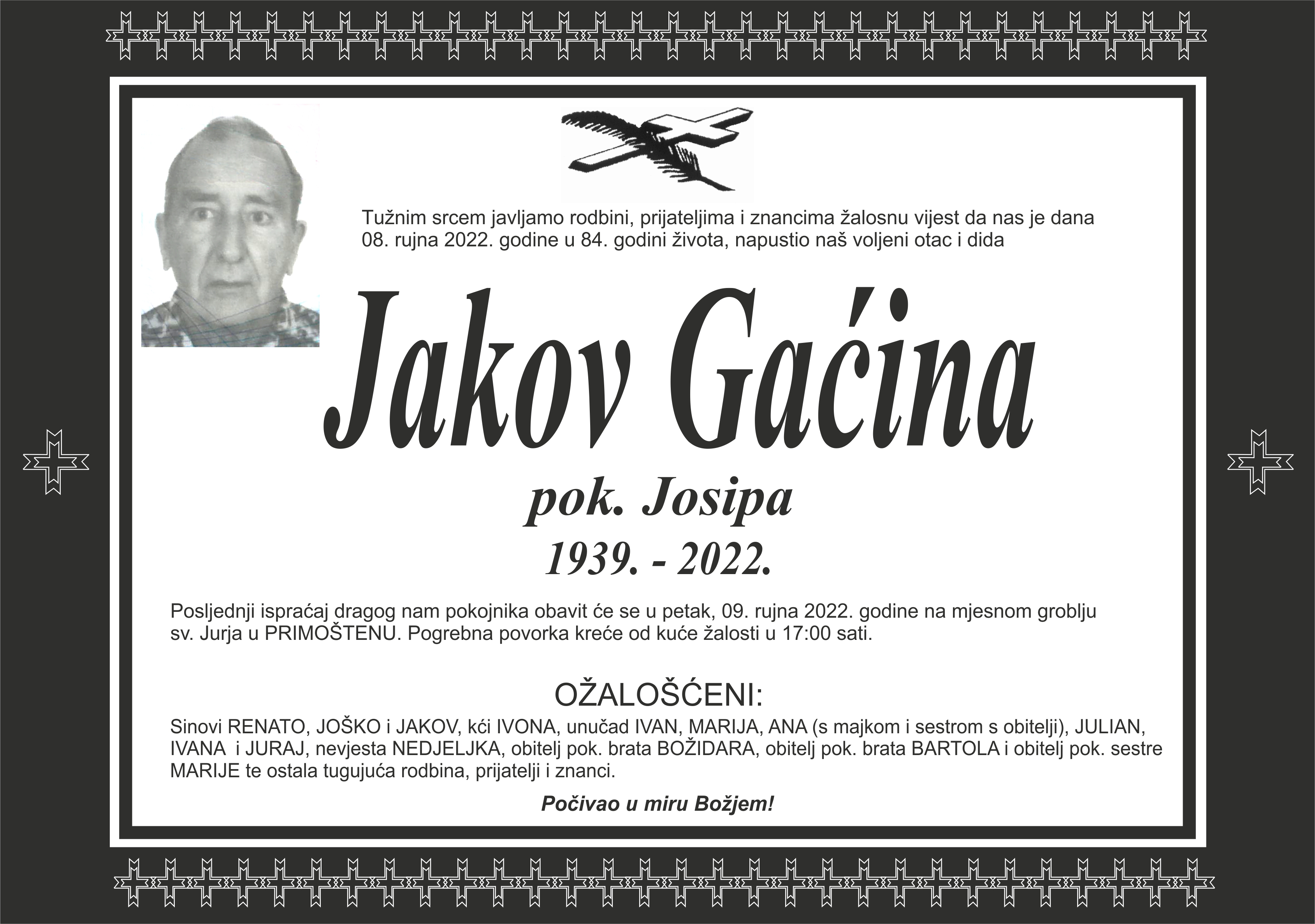 Umro Jakov Gaćina