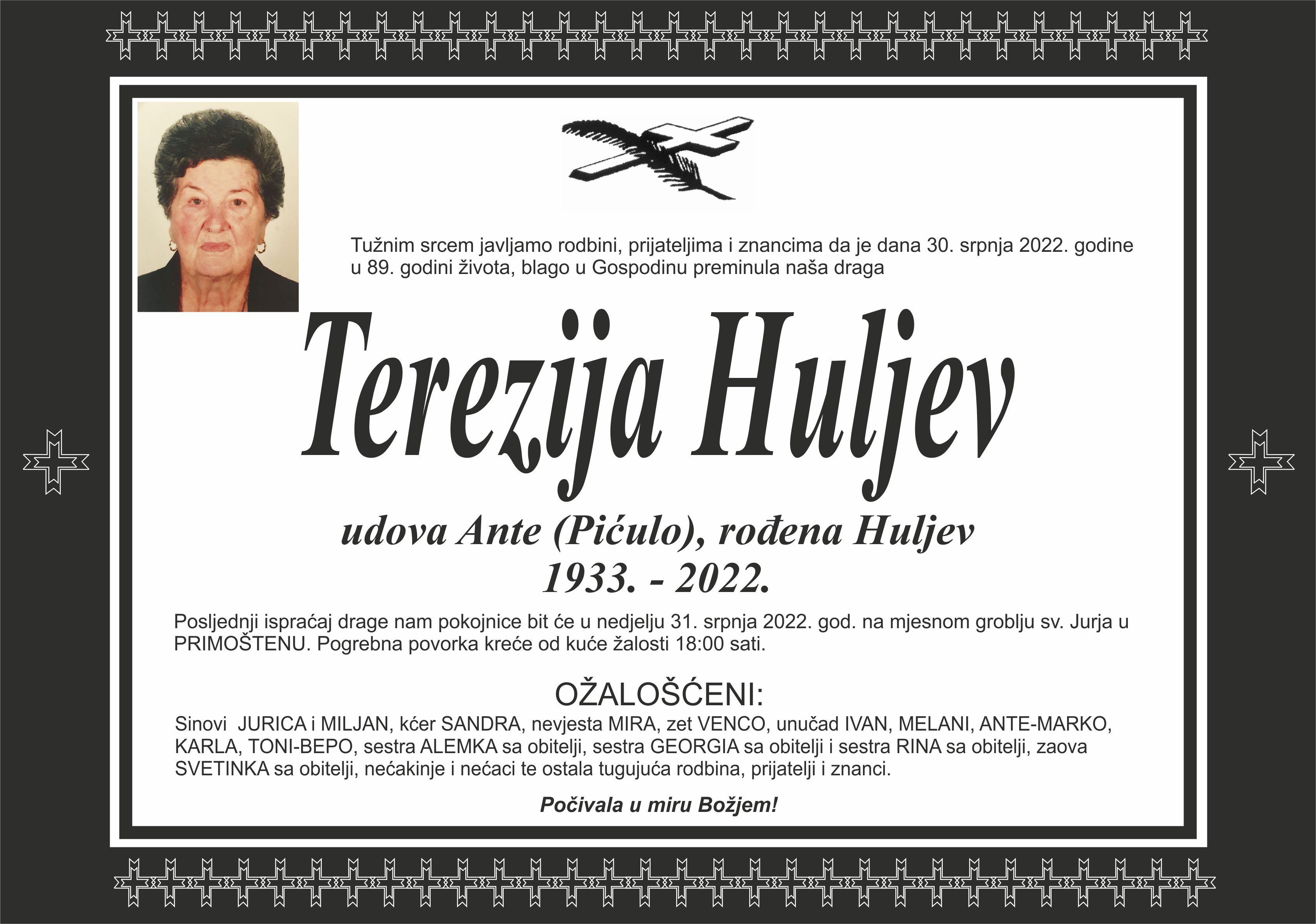 Umrla Terezija Huljev