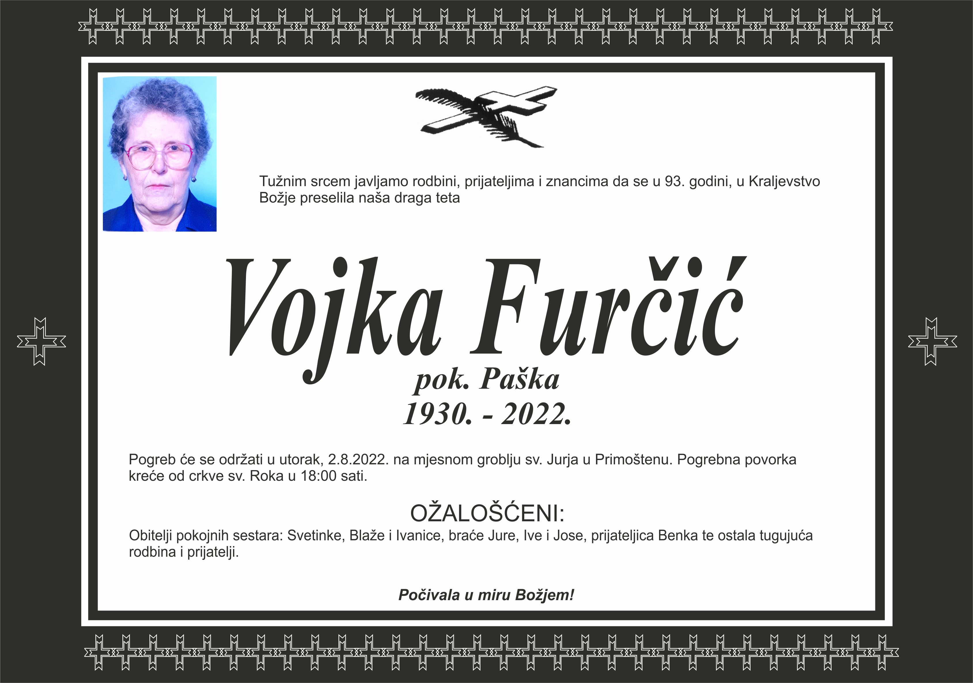 Umrla Vojka Furčić 
