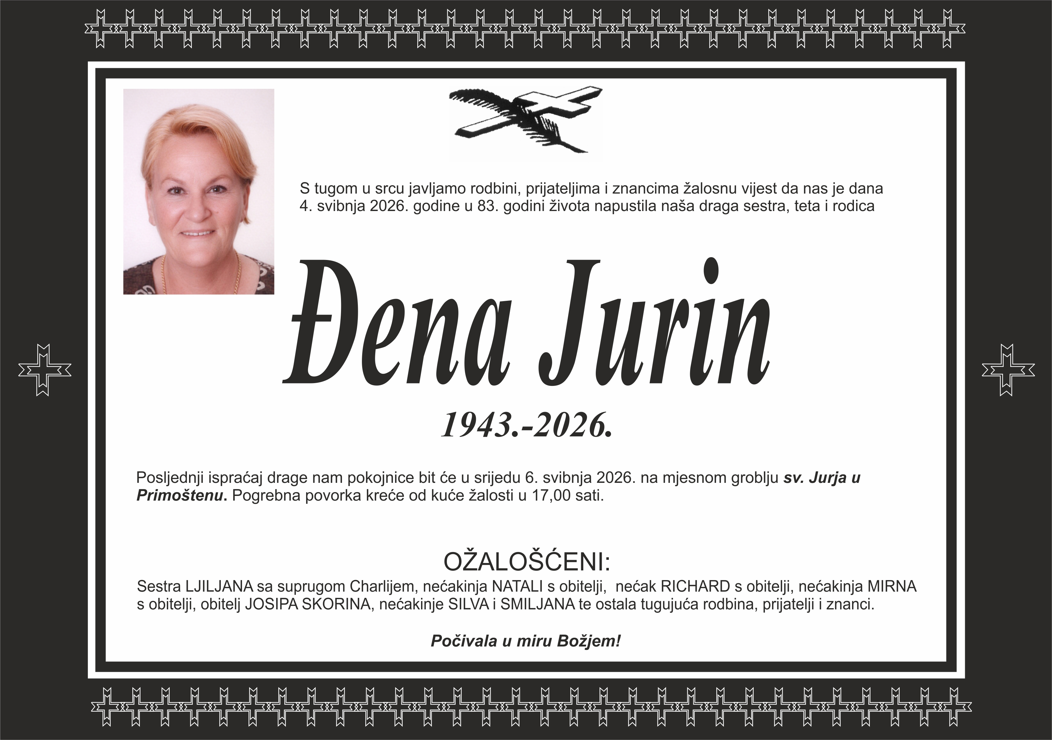 Umrla Đena Jurin 