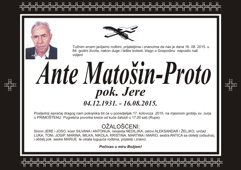 Umro Ante Matošin - Proto