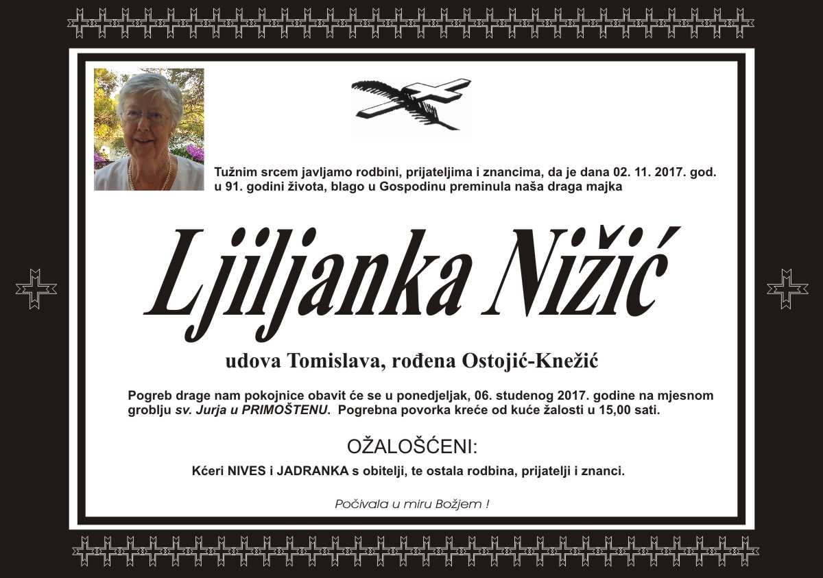 Umrla Ljiljanka Nižić