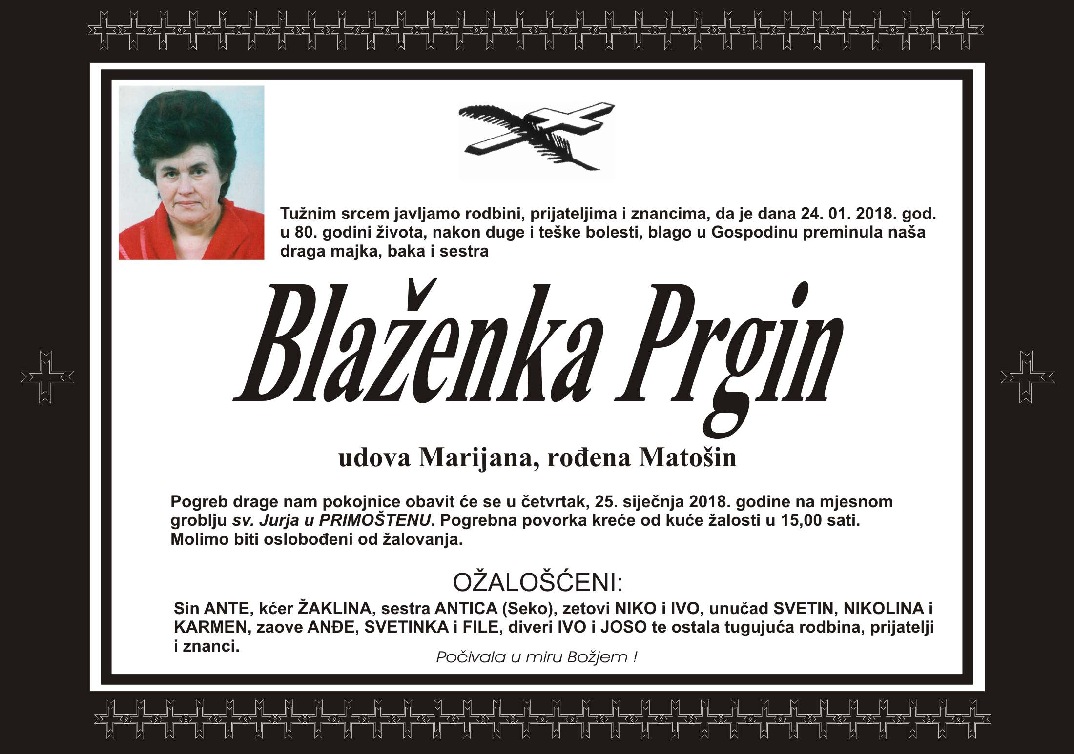 Umrla Blaženka Prgin