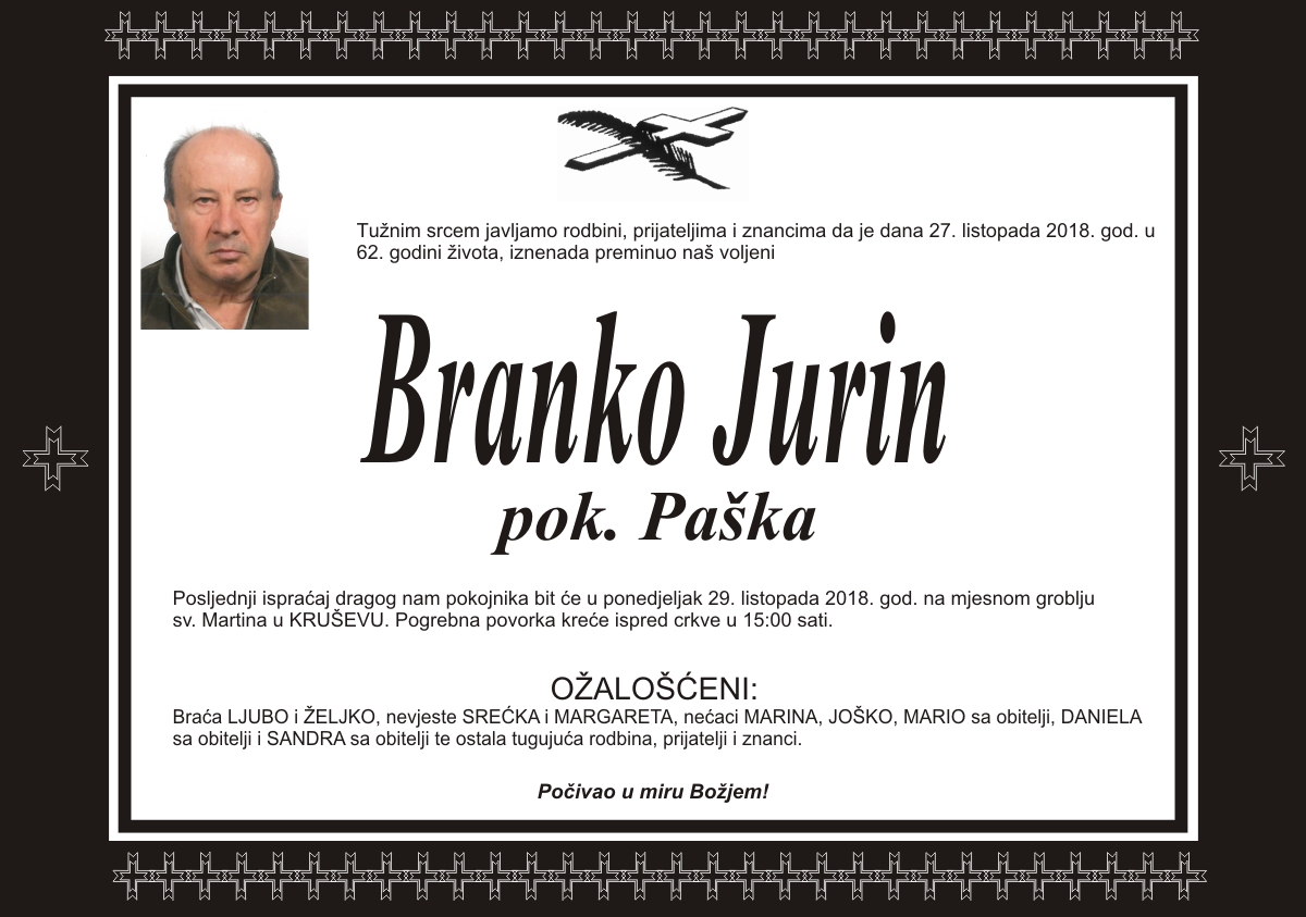 Umro Branko Jurin
