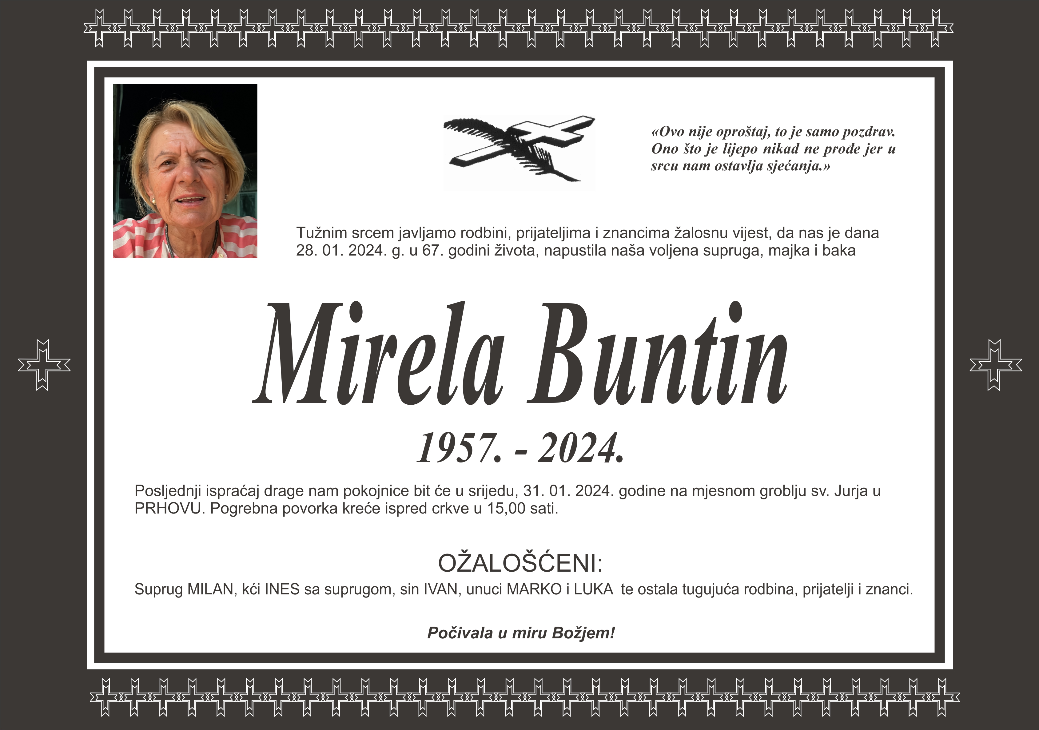Umrla Mirela Buntin