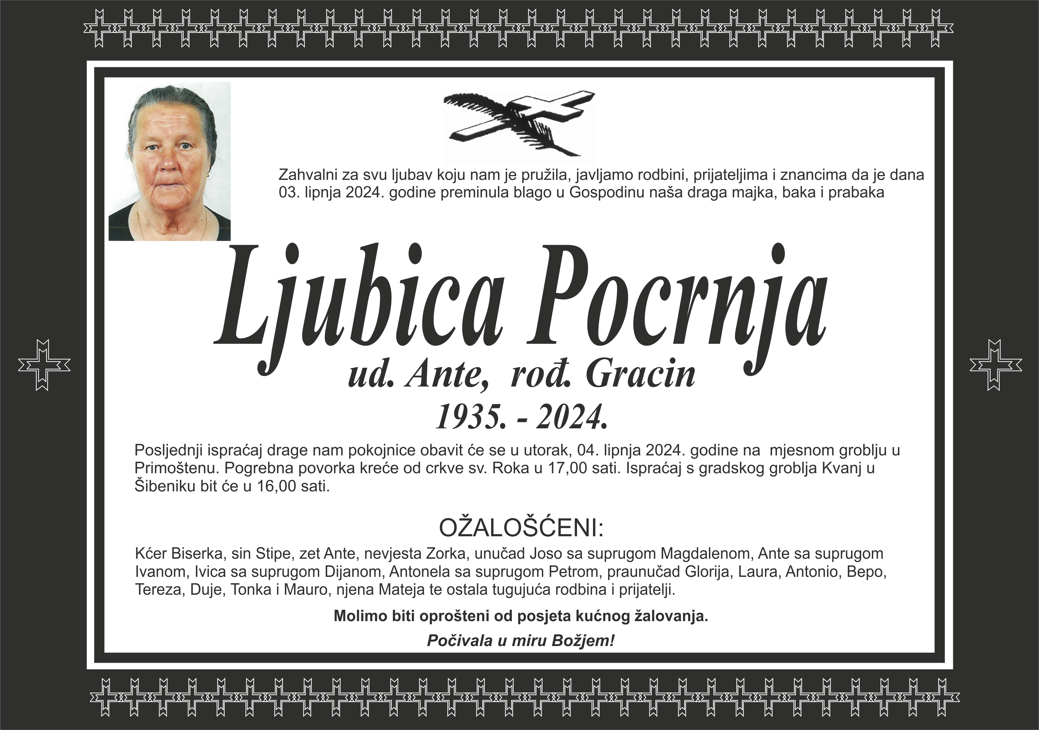 Umrla Ljubica Pocrnja