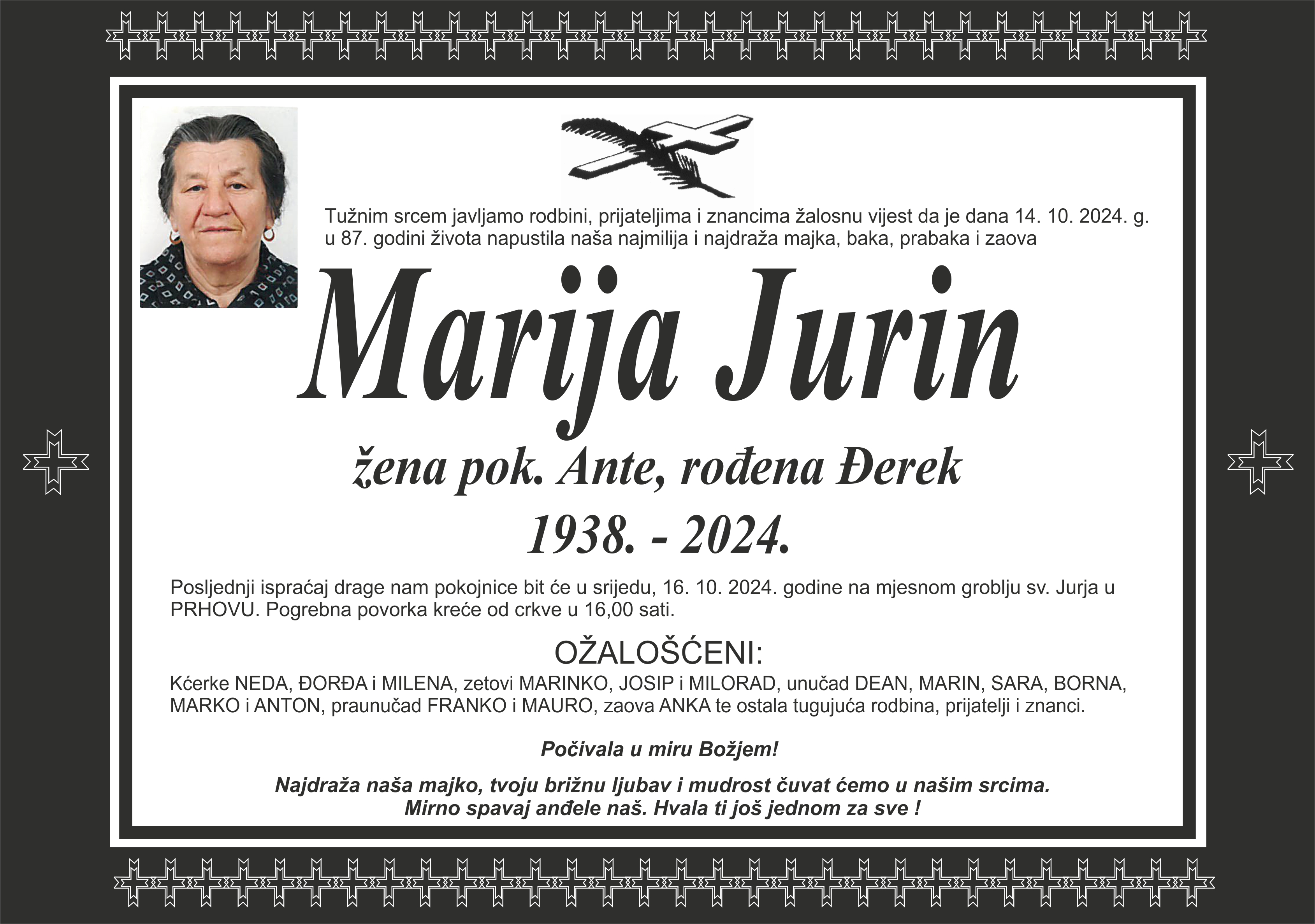 Umrla Marija Jurin 
