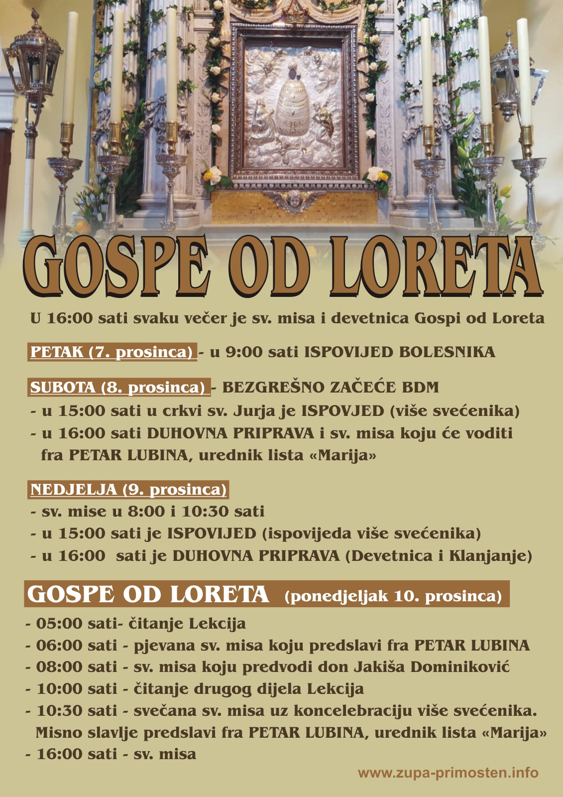 Program proslave blagdana Gospe od Loreta  